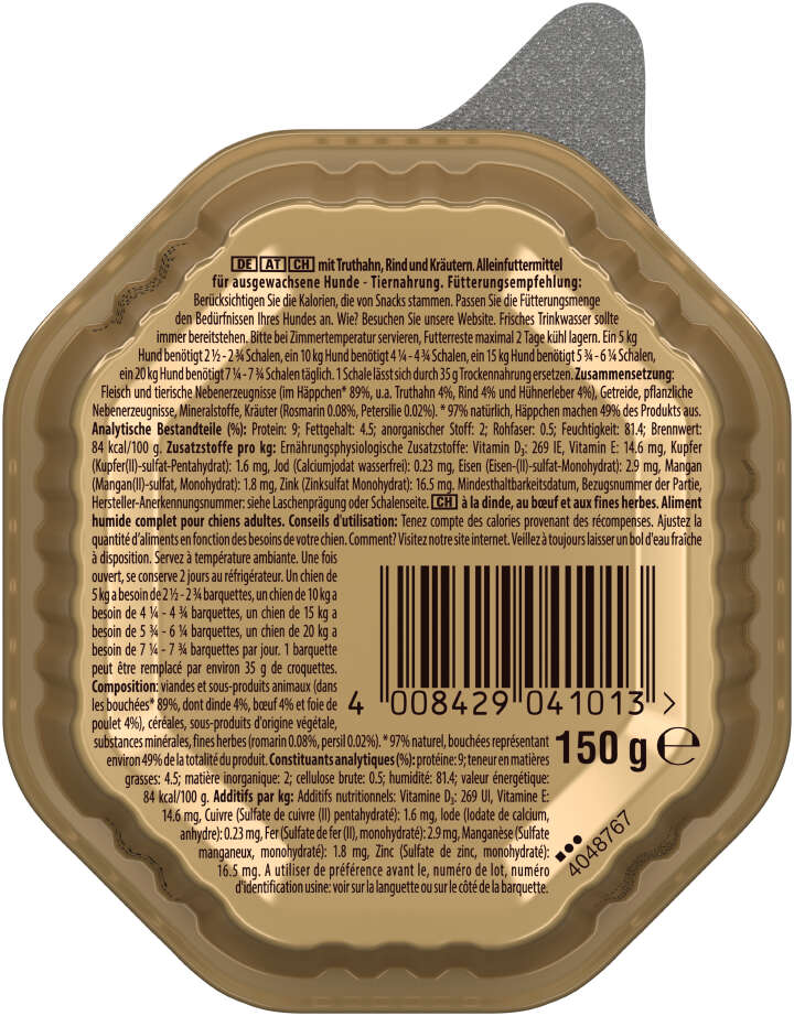 Cesar Hunde-Nassfutter Landküche mit Pute und Rind in köstlicher Sauce 150 g